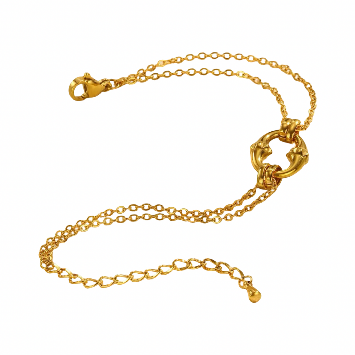 Gold chain bracelet on a white background