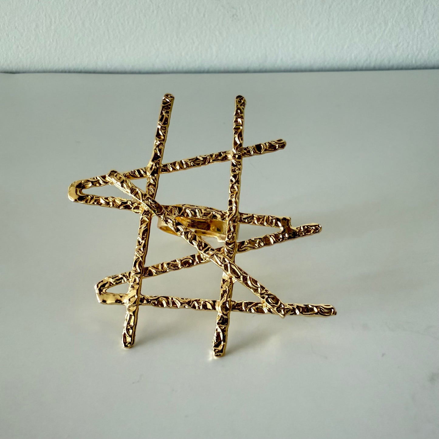 handmade geometric gold ring from herae