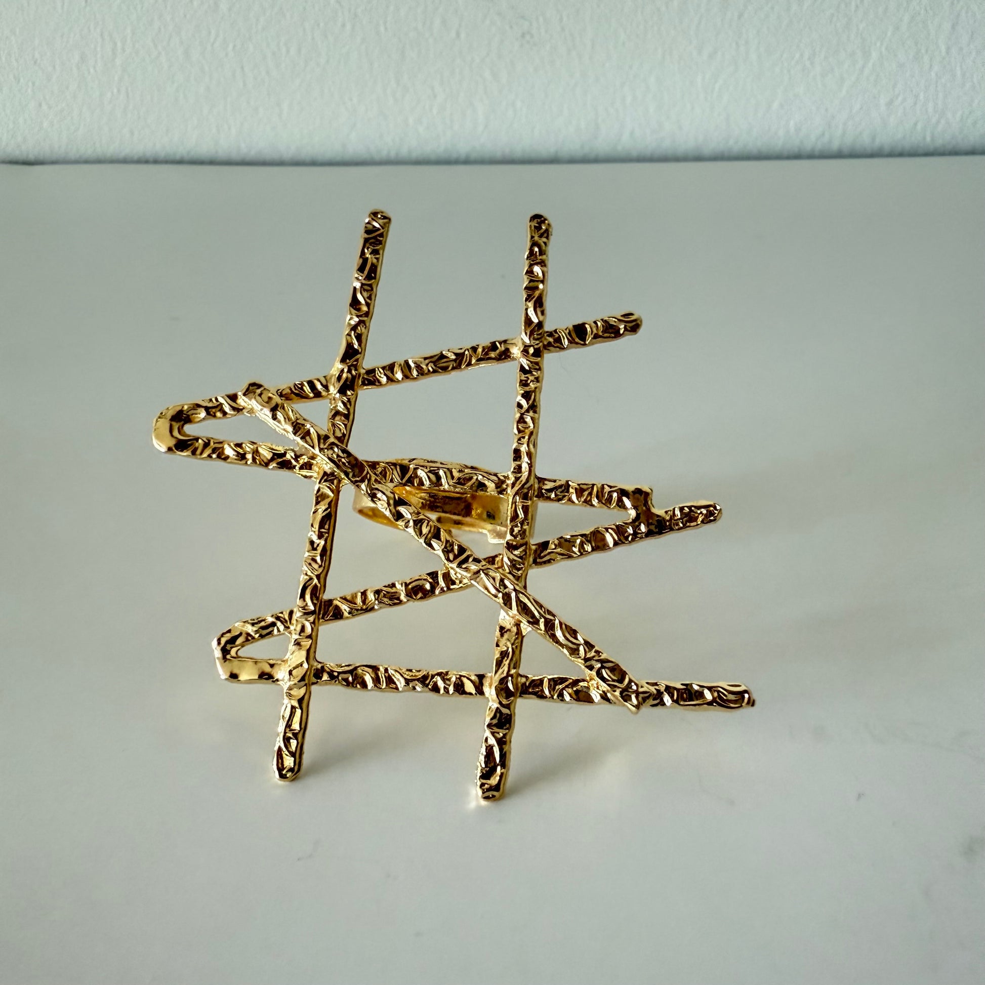 handmade geometric gold ring from herae